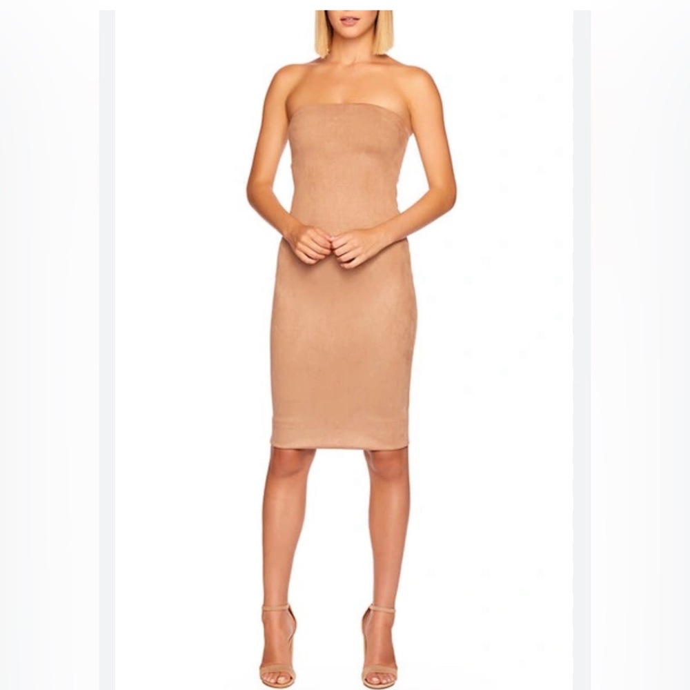 NWT Revolve Susana Monaco Revolve Faux Suede Tube Dress in‎ Sand sz Large $168